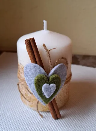 Tris candele decorate oro e bianco