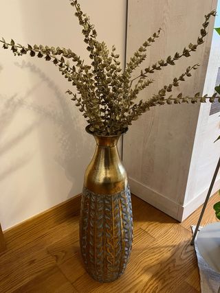 Jarrón Decorativo Grande Dorado y Azul