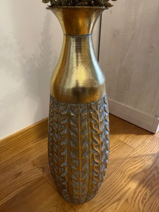 Jarrón Decorativo Grande Dorado y Azul