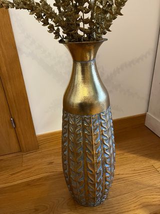 Jarrón Decorativo Grande Dorado y Azul