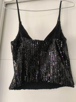 Top lentejuelas negro y plateado