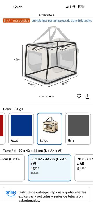 Transportín perro mediano beige y negro