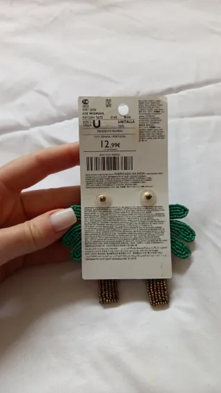 Pendientes Palmera Mango Verdes y Dorados