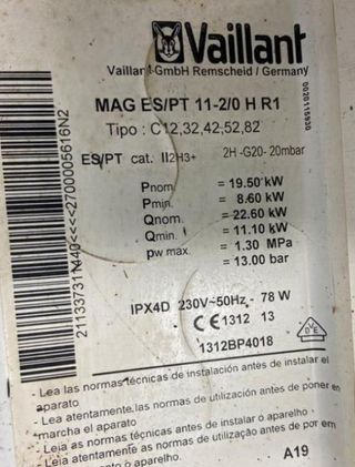 REPUESTOS DE CALDERA VAILLANT MAG 11-2/0 H R1
