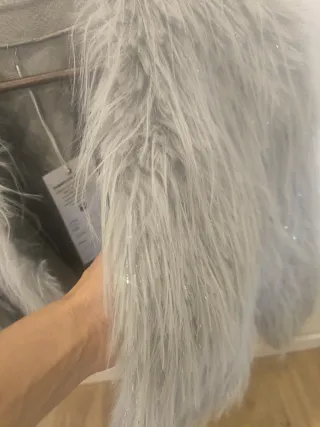 Chaqueta fiesta pelo gris plateado