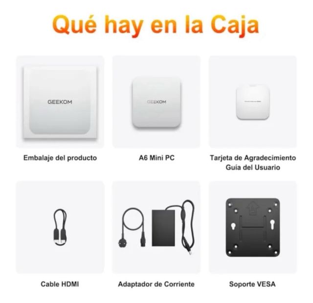 Mini PC GEEKOM A6 Plata/Blanco