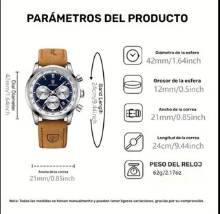 Reloj Poedagar Hombre Nuevo Marrón/Plata