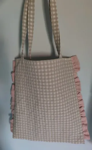 Bolso Tote Cuadros Verde y Rosa