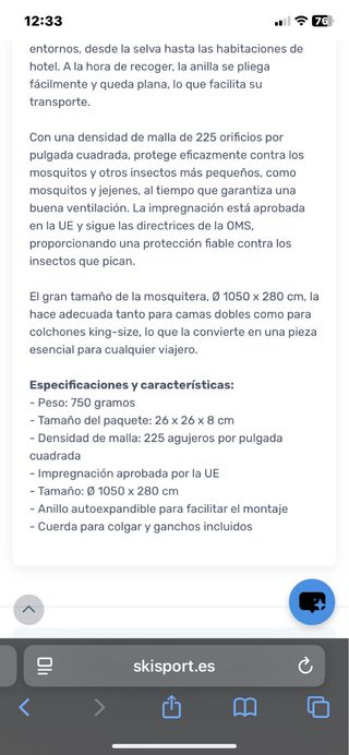 Mosquitera Travel Safe Impregnada