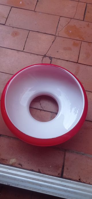 Tulipa plafón vidrio rojo y blanco