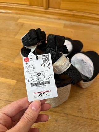 Sandalias negras tacón plataforma esparto