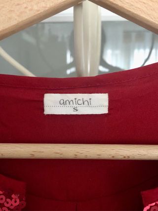 Chaqueta lentejuelas Amichi roja; con bolsillos
