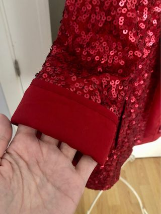 Chaqueta lentejuelas Amichi roja; con bolsillos