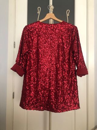 Chaqueta lentejuelas Amichi roja; con bolsillos