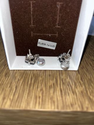 Pendientes Plata con Perla gris