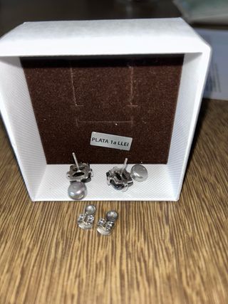 Pendientes Plata con Perla gris