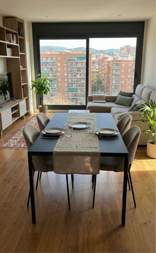 Mesa Comedor Hierro y Madera Negra