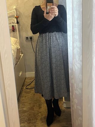 Vestido largo invierno negro y multicolor