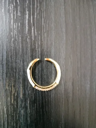 Pulsera perlas y anillo ajustable dorado