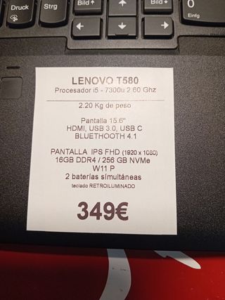 Lenovo T580 Portátil Negro