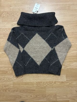 Jersey Zara cuello alto rombos S