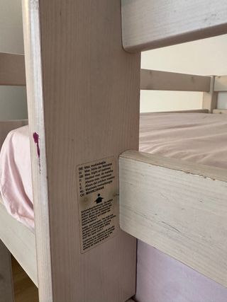 Litera madera 197x96cm + 2 colchones Altura 1,39