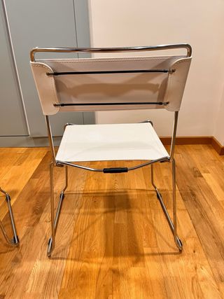 Pack 2 Sillas Piel Blanca y Cromado