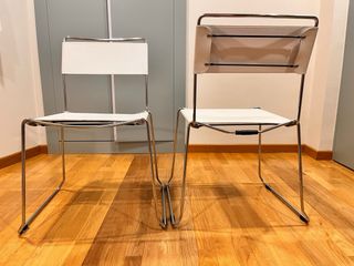 Pack 2 Sillas Piel Blanca y Cromado