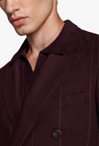 Americana traje doble botonadura burdeos raya