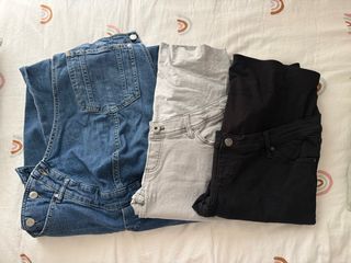 Pack 3 prendas premamá: peto y 2 vaqueros