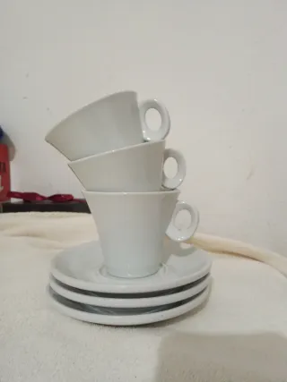 Juego 3 Tazas Porcelana Blanca