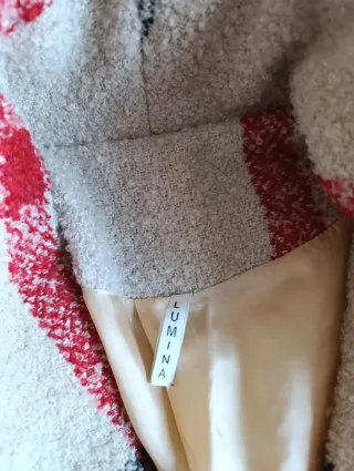 Cappotto donna M tartan beige/rosso