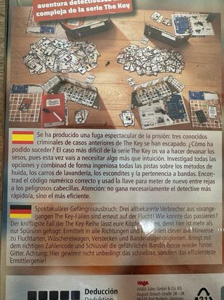Juego de mesa The Key fuga de la prisión de HABA