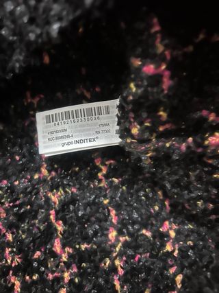 Vestido Zara Tweed Negro Rosa Talla M