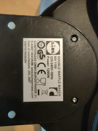 Waflera / Gofrera doble, 1200W