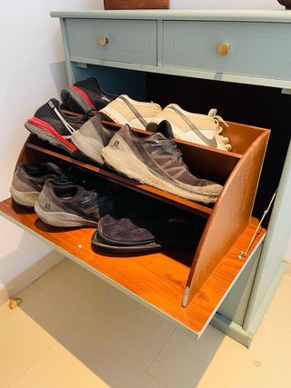 Mueble zapatero de madera verde