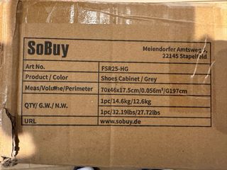 Zapatero SoBuy blanco y gris con asiento