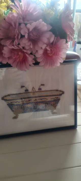 Bordado punto de cruz bañera