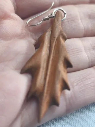 Pendiente hoja madera y plata 925
