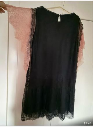 Vestido negro Couchel encaje rosa talla L