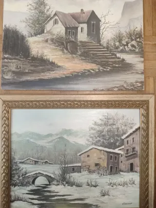 Dos Cuadros paisaje casitas