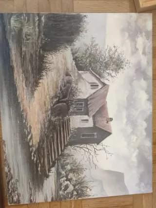 Dos Cuadros paisaje casitas