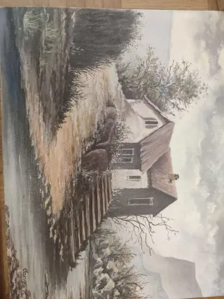 Dos Cuadros paisaje casitas