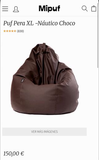 Dos Sofá Puffs Pera XL Polipiel Náutica Marrón