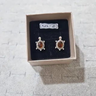 Pendientes Tortuga Ámbar y Plata 1ª Ley