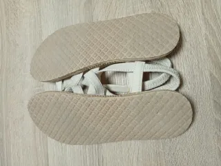 Sandalias planas esparto beige/blanco talla 41