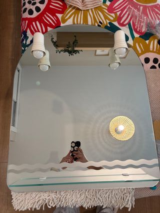 Espejo baño sin marco con estante y luz