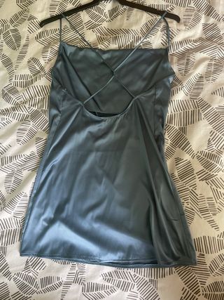 Vestido azul satinado tirantes