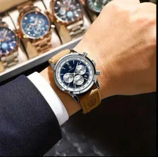 Reloj POEDAGAR Cronógrafo Azul Marrón