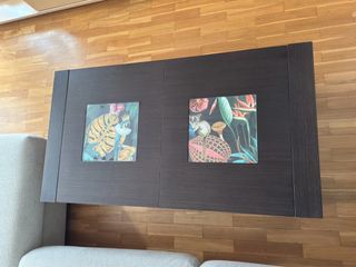 Mesa de centro madera y cristal salón